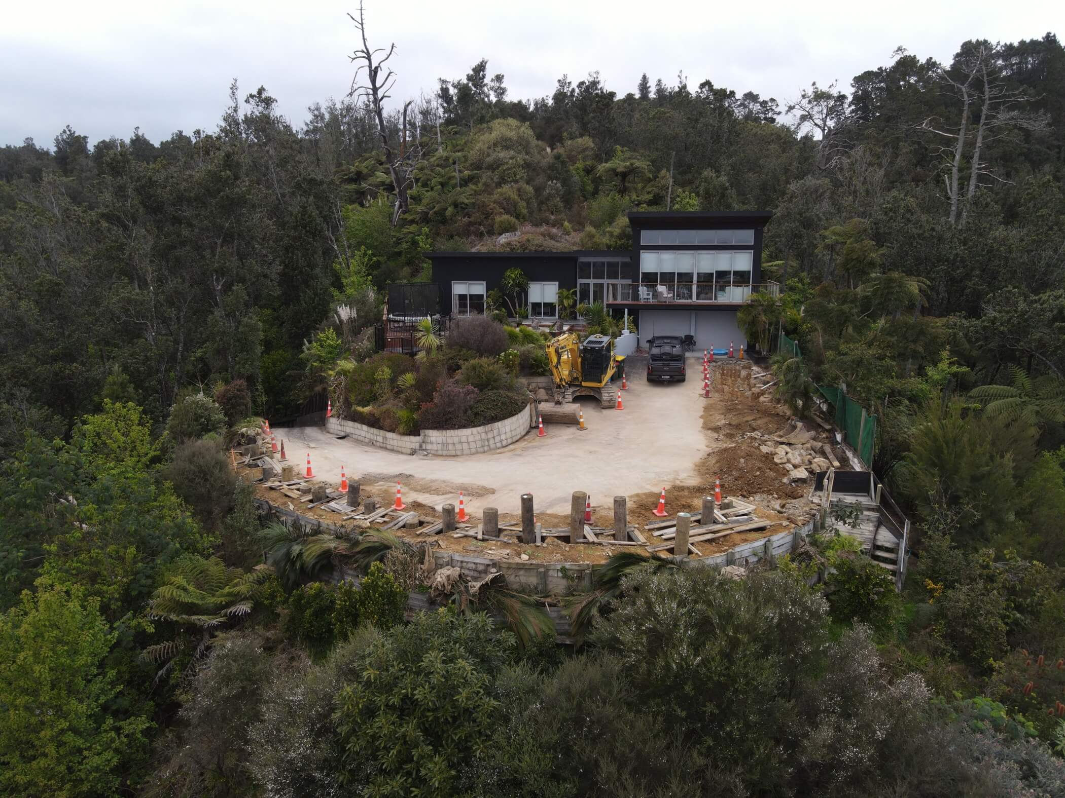 Timber Palisade Retaining Wall & Driveway Repair